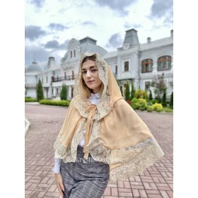 Накидка-палантин для храма "Кофе с пенкой"